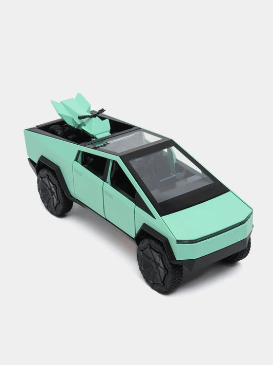 Tesla Cybertruck Die-Cast Model with Cyberquad – Mint Green 1:32 Scale