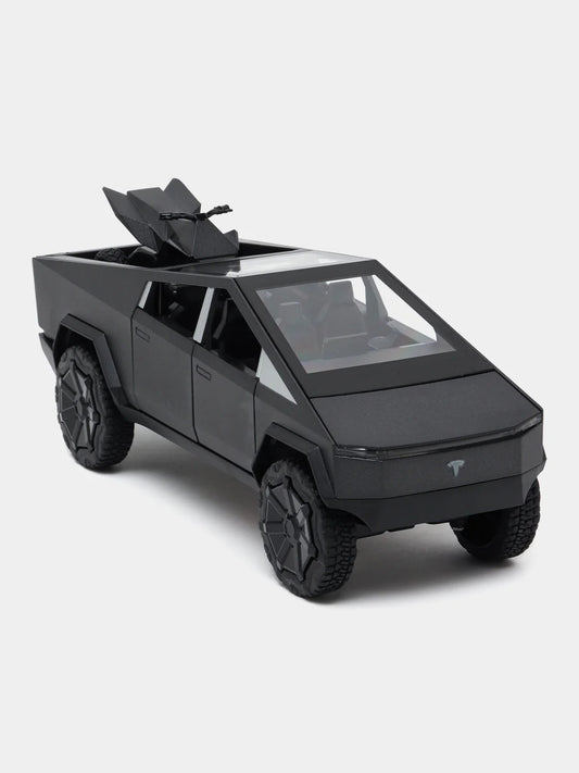 Tesla Cybertruck Pickup 1:24 Diecast Model Car – Metal Collectible with Trailer, Engine Sound & LED Lights